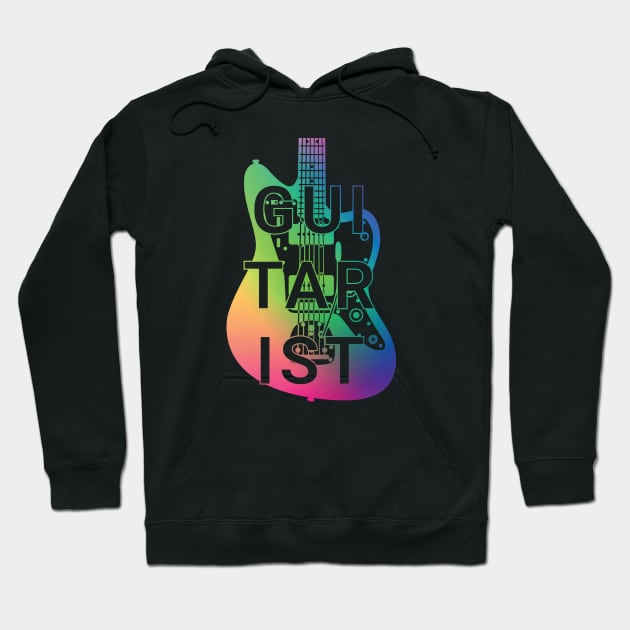 Guitarist Electric Guitar Body Colorful Gradient Hoodie by nightsworthy